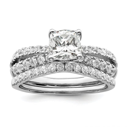 14k White Gold 5/8 Ct. Lab Grown Diamond VS/SI+ G+ 1 Ct. Center Cushion Engagement Ring