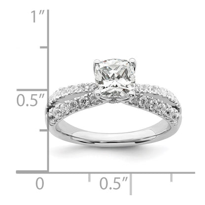 14k White Gold 5/8 Ct. Lab Grown Diamond VS/SI+ G+ 1 Ct. Center Cushion Engagement Ring