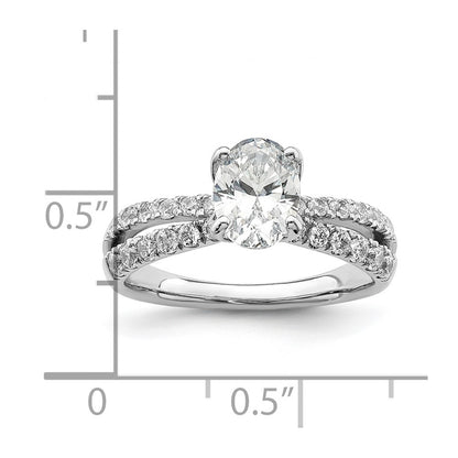 14k White Gold 5/8 Ct. Lab Grown Diamond VS/SI+ G+ 1 Ct. Center Oval Engagement Ring