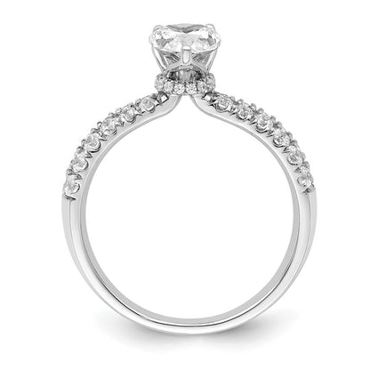 14k White Gold 5/8 Ct. Lab Grown Diamond VS/SI+ G+ 1 Ct. Center Pear Engagement Ring