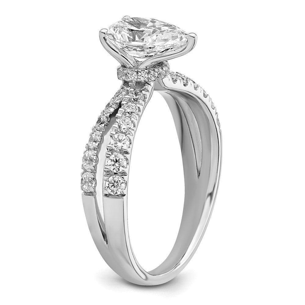 14k White Gold 5/8 Ct. Lab Grown Diamond VS/SI+ G+ 1 Ct. Center Pear Engagement Ring