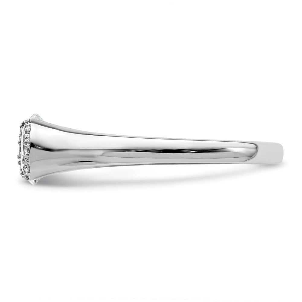 14K White Gold (Holds 1 Carat (6.40 mm) Round) Half Bezel With 1/20 Diamond Semi Mount Engagement Ring