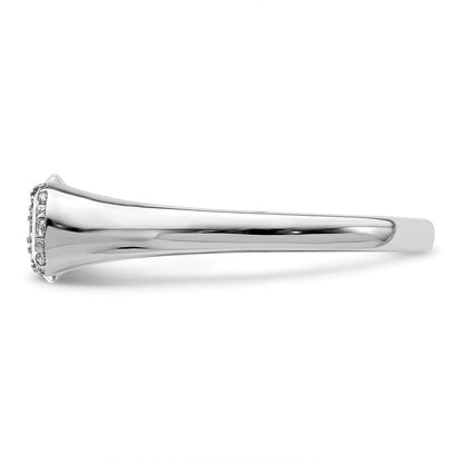 14K White Gold (Holds 1 Carat (6.40 mm) Round) Half Bezel With 1/20 Diamond Semi Mount Engagement Ring