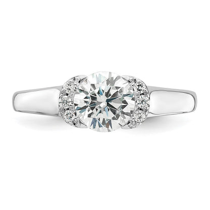14K White Gold (Holds 1 Carat (6.40 mm) Round) Half Bezel With 1/20 Diamond Semi Mount Engagement Ring