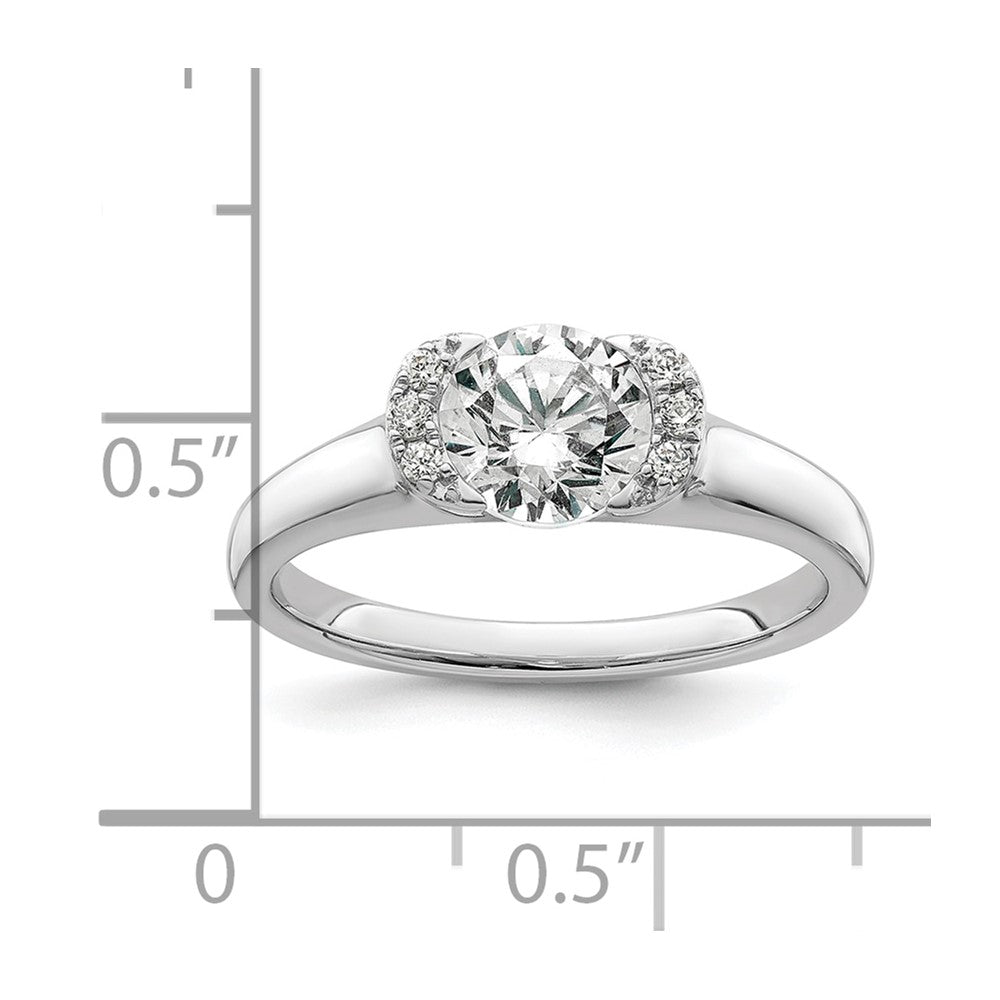 14K White Gold (Holds 1 Carat (6.40 mm) Round) Half Bezel With 1/20 Diamond Semi Mount Engagement Ring