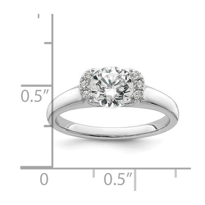 14K White Gold (Holds 1 Carat (6.40 mm) Round) Half Bezel With 1/20 Diamond Semi Mount Engagement Ring