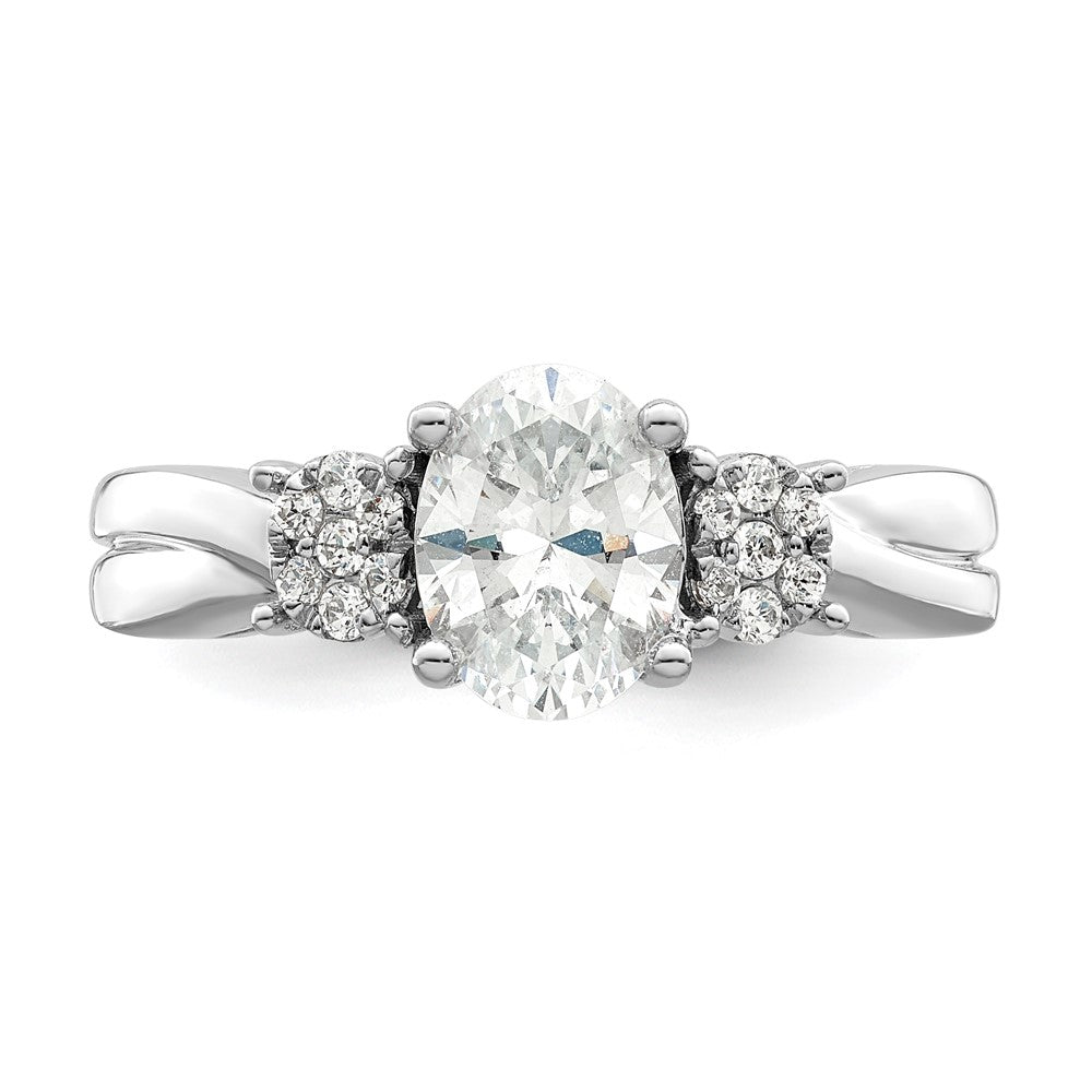 14k White Gold 1/5 Ct. Lab Grown Diamond VS/SI+ G+ 1 Ct. Center Oval Semi Mount Engagement Ring