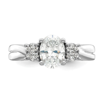 14k White Gold 1/5 Ct. Lab Grown Diamond VS/SI+ G+ 1 Ct. Center Oval Semi Mount Engagement Ring
