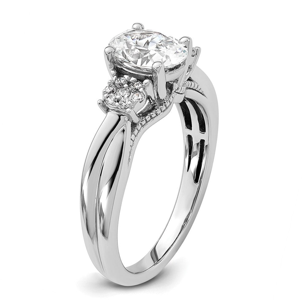 14k White Gold 1/5 Ct. Lab Grown Diamond VS/SI+ G+ 1 Ct. Center Oval Semi Mount Engagement Ring