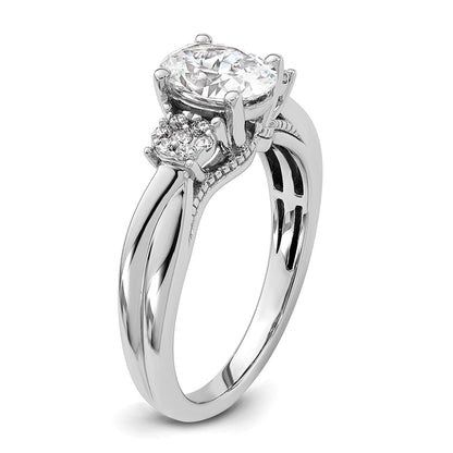 14k White Gold 1/5 Ct. Lab Grown Diamond VS/SI+ G+ 1 Ct. Center Oval Semi Mount Engagement Ring