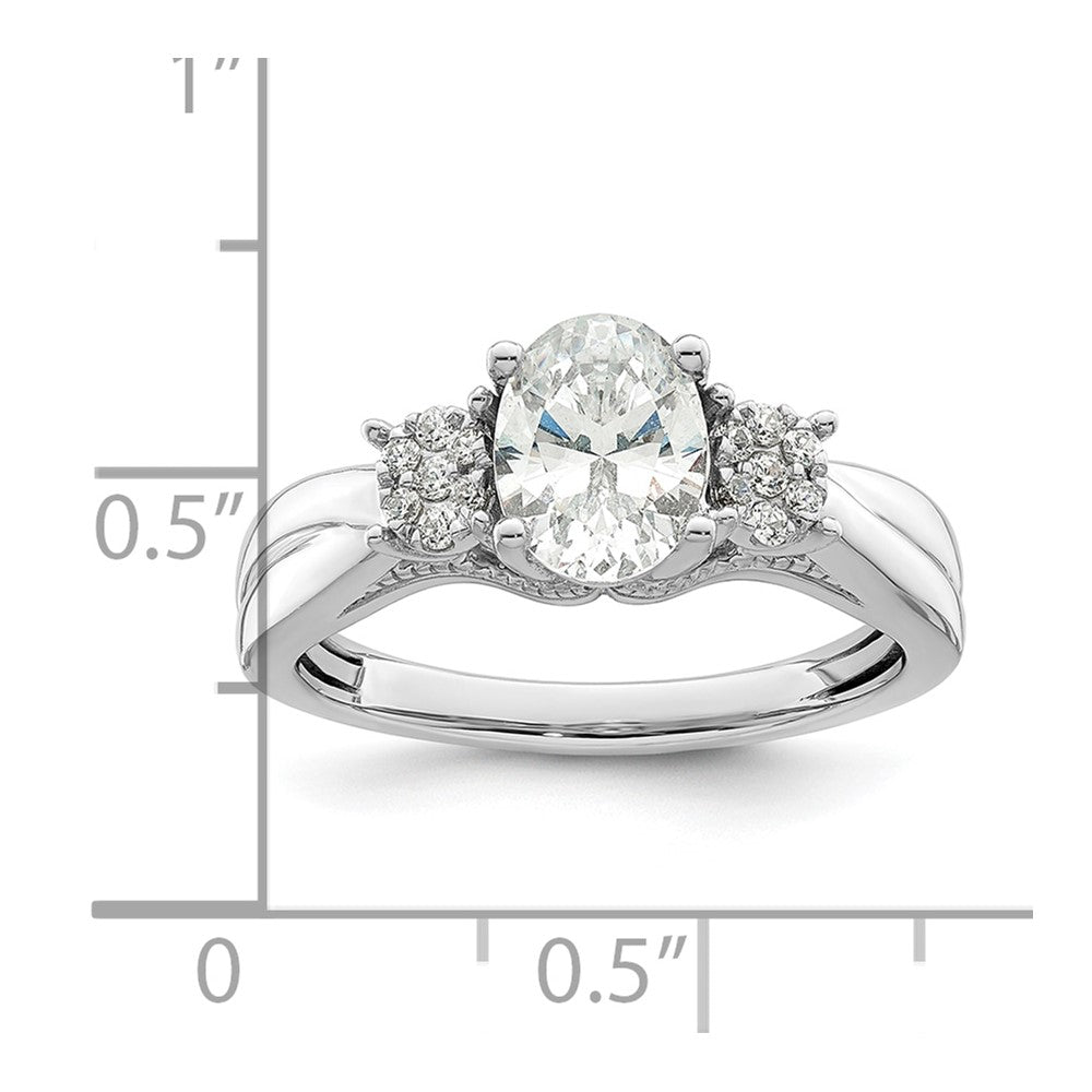 14k White Gold 1/5 Ct. Lab Grown Diamond VS/SI+ G+ 1 Ct. Center Oval Semi Mount Engagement Ring