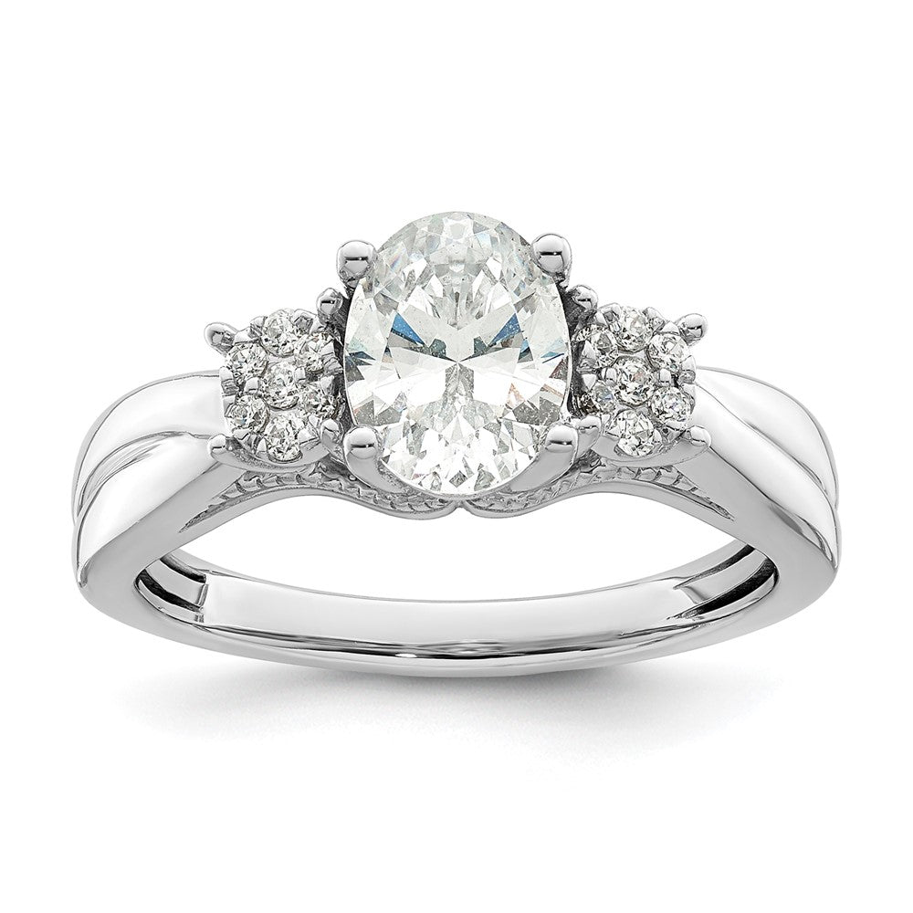 14k White Gold 1/5 Ct. Lab Grown Diamond VS/SI+ G+ 1 Ct. Center Oval Semi Mount Engagement Ring
