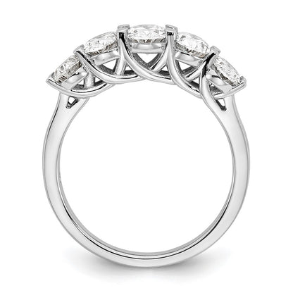 14K White Gold True Origin 2 Carat Lab Grown Diamond Vs D E F Graduated Complete Five Stone Oval Ring