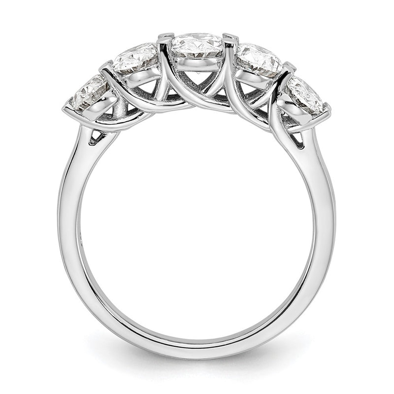14K White Gold True Origin 2 Carat Lab Grown Diamond Vs D E F Graduated Complete Five Stone Oval Ring