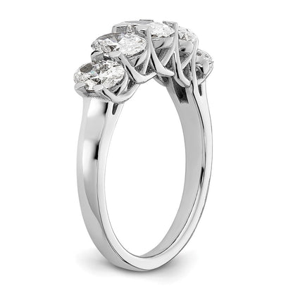 14K White Gold True Origin 2 Carat Lab Grown Diamond Vs D E F Graduated Complete Five Stone Oval Ring