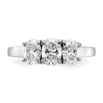 14K White Gold True Origin 1 1/4 Carat Vs Def Lab Grown Diamond Complete Three Stone Oval Ring