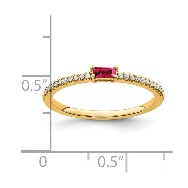 14K Yellow Gold Polished Ruby and Diamond Ring