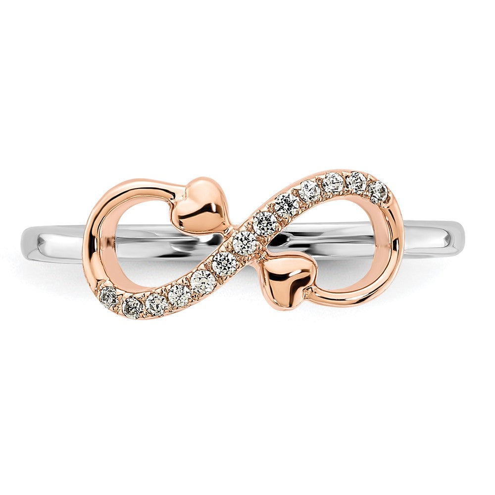 10K Two-Tone 10K White & Rose Polished Infinity Hearts Diamond Ring