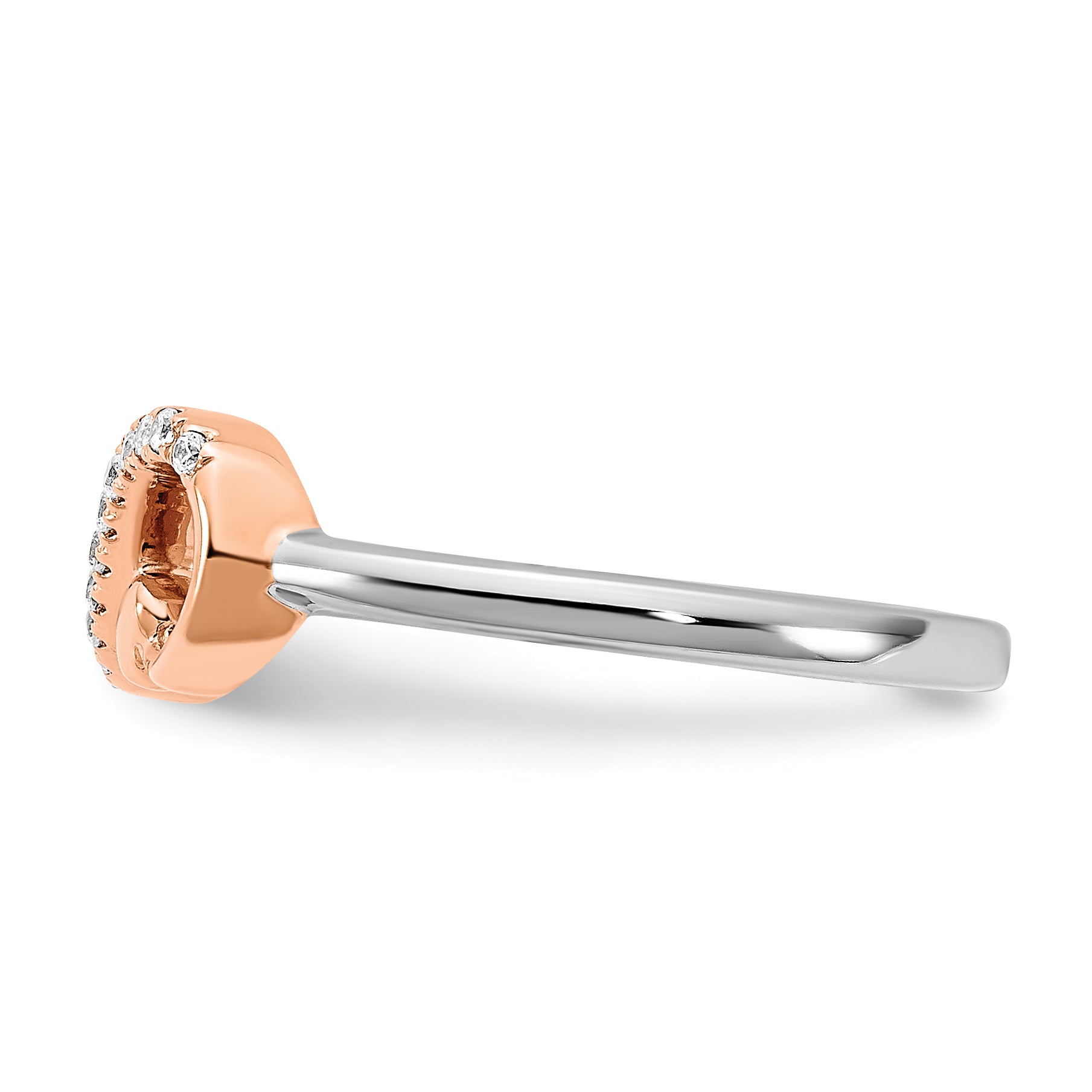 14K Two Tone Rose And White Gold 1/15 Carat Lab Grown Diamond Vs/Si+ G+ Complete Infnity Hearts Symbol Ring