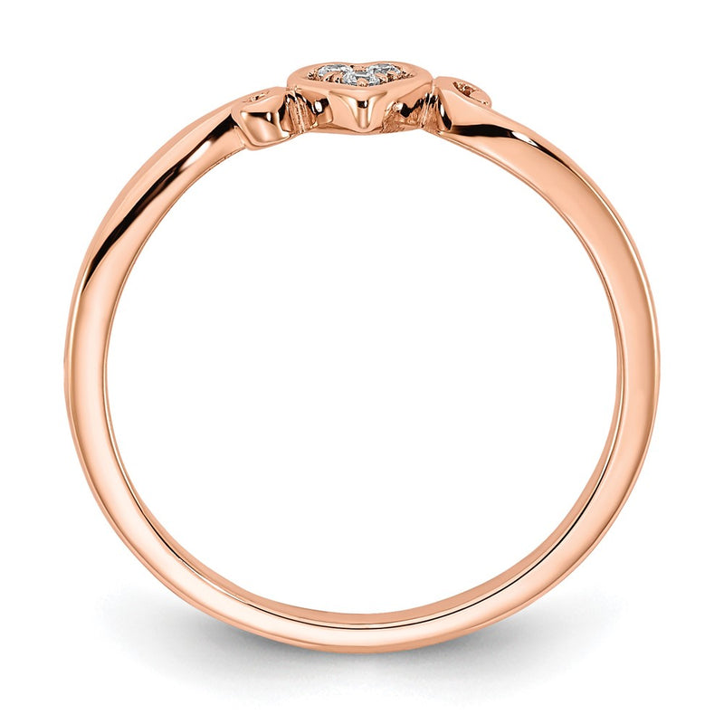 14K Rose Gold Polished Heart Diamond Ring