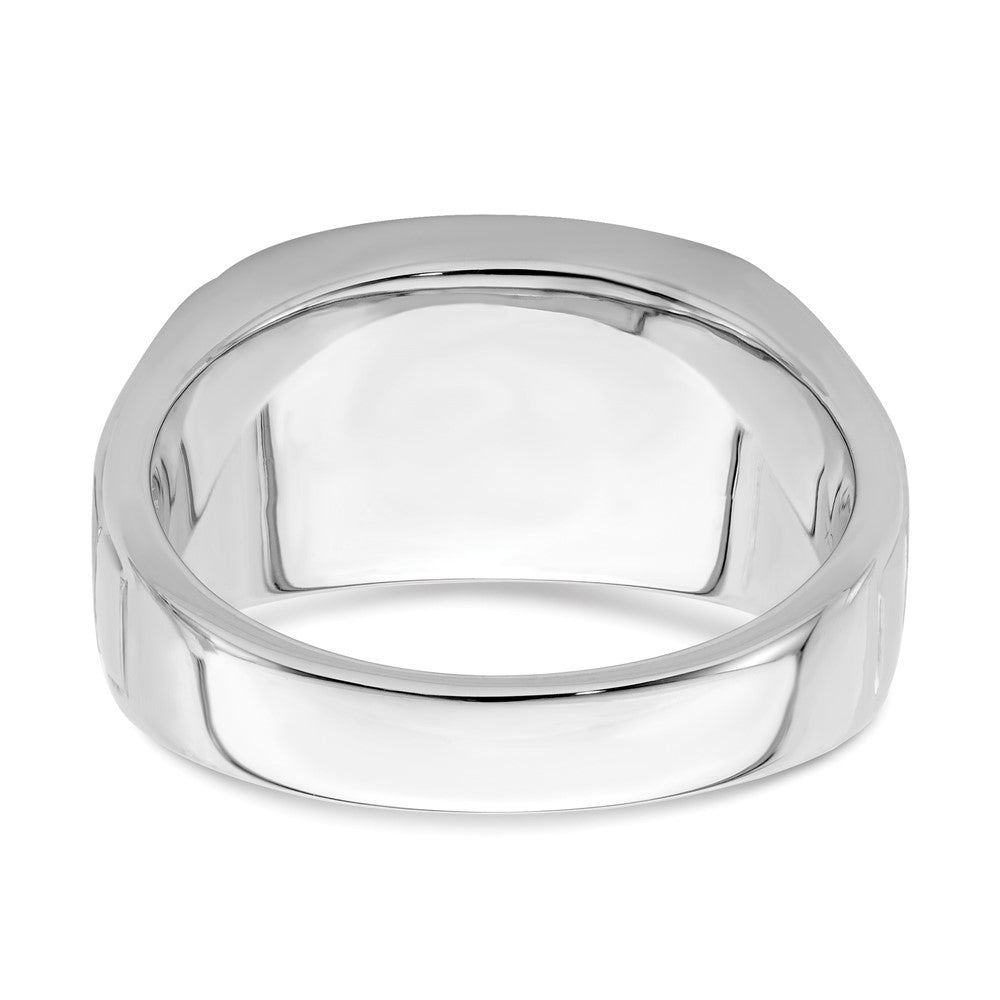 14k White Gold Polished & Satin Onyx & Real Diamond Mens Ring