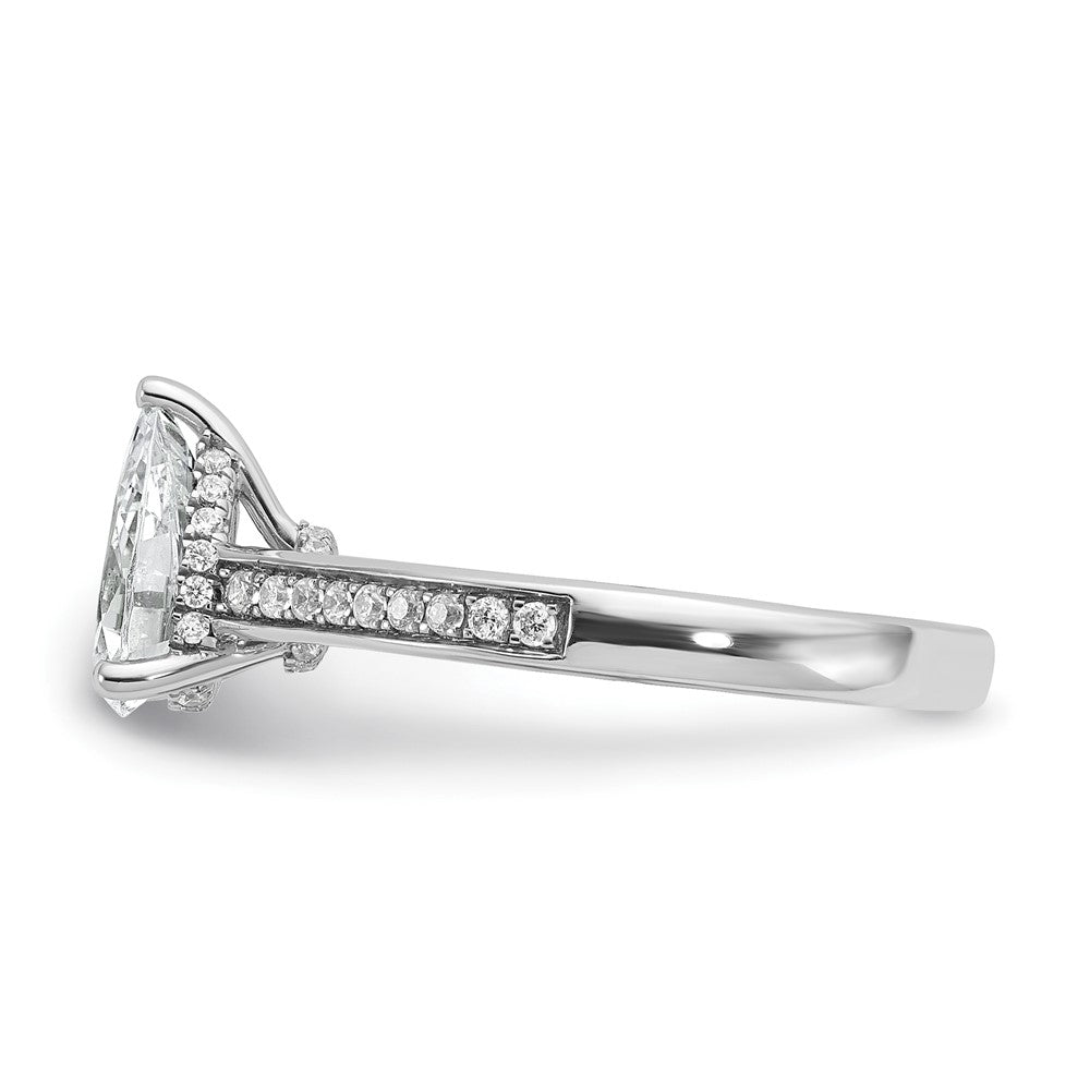 14K White Gold True Origin 1/4 Carat Lab Grown Diamond Vs D E F Semi Mount Pear Engagement Ring