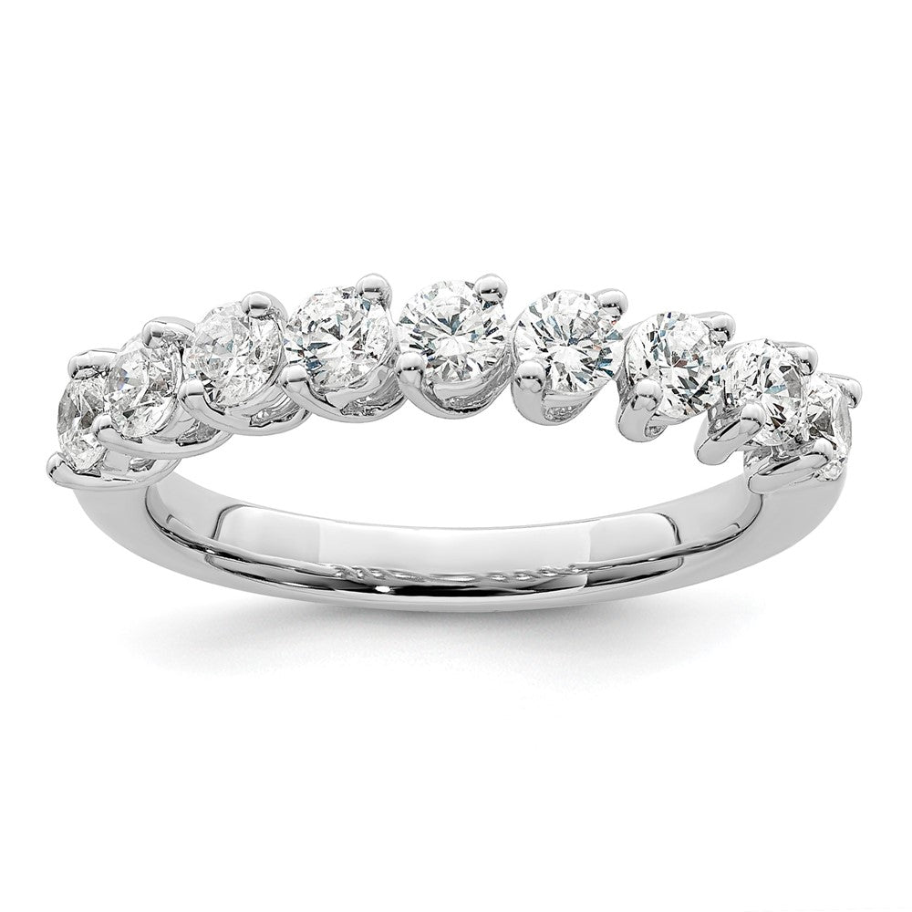 14k White Gold 1 Ct. Lab Grown Diamond VS/SI+ G+ Nine Stone Fashion band