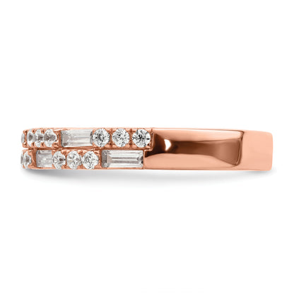 14K Rose Gold 1 Carat Round/Baguette Diamond Complete Wedding Band