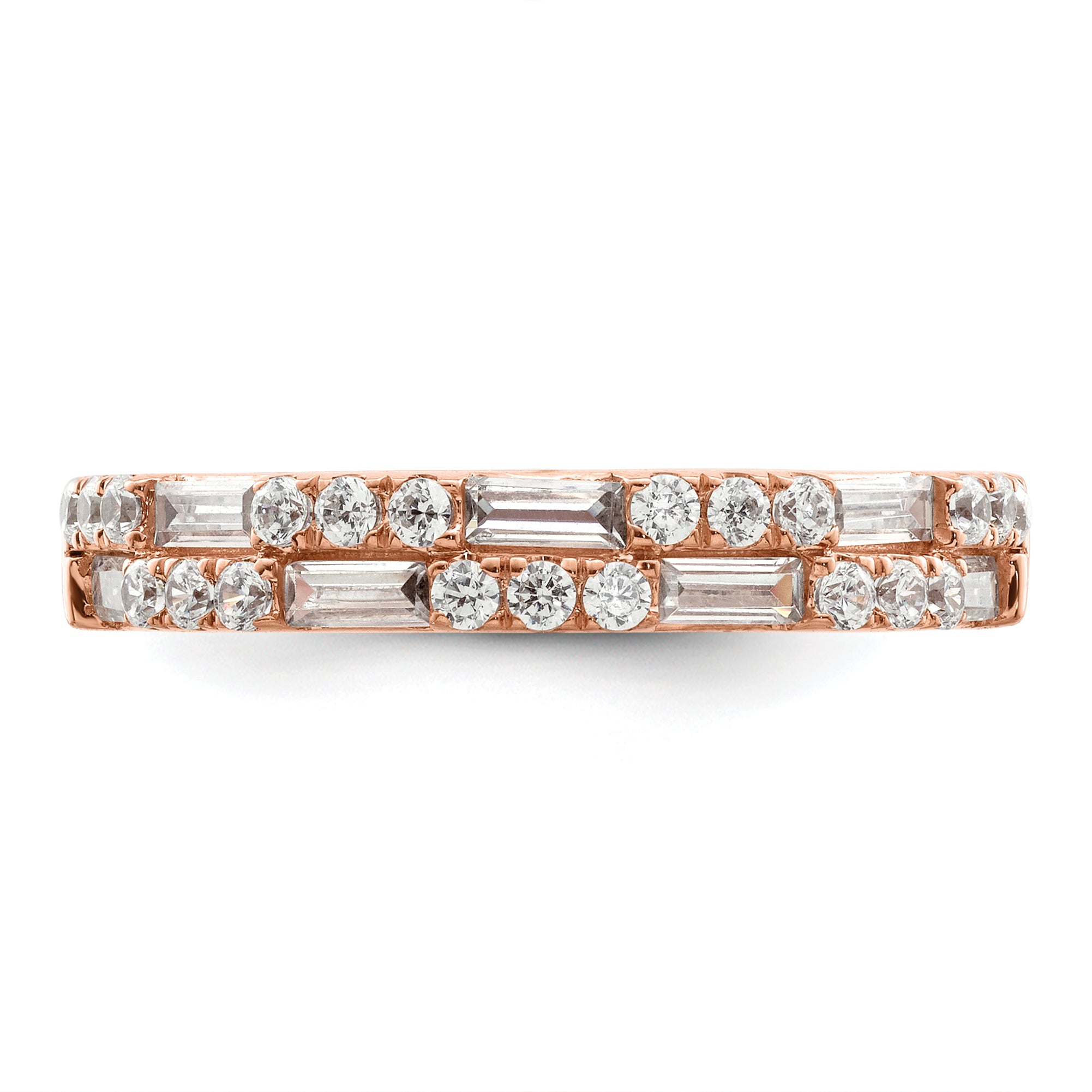 14K Rose Gold 1 Carat Round/Baguette Diamond Complete Wedding Band