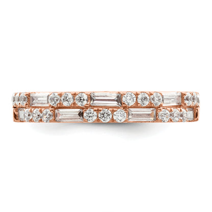 14K Rose Gold 1 Carat Round/Baguette Diamond Complete Wedding Band