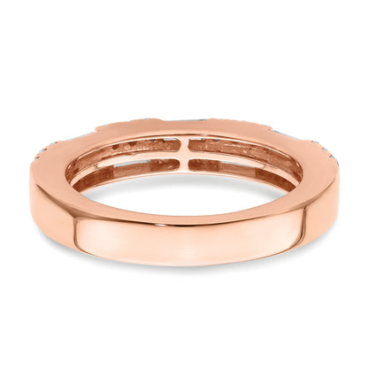 14K Rose Gold 1 Carat Round/Baguette Diamond Complete Wedding Band