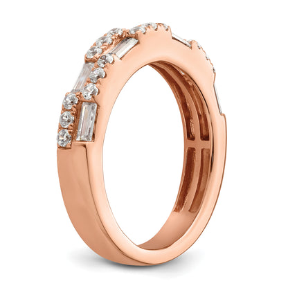 14K Rose Gold 1 Carat Round/Baguette Diamond Complete Wedding Band