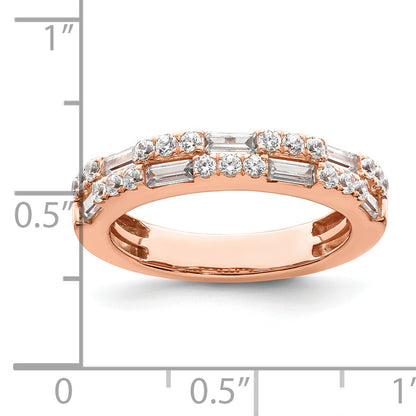 14K Rose Gold 1 Carat Round/Baguette Diamond Complete Wedding Band