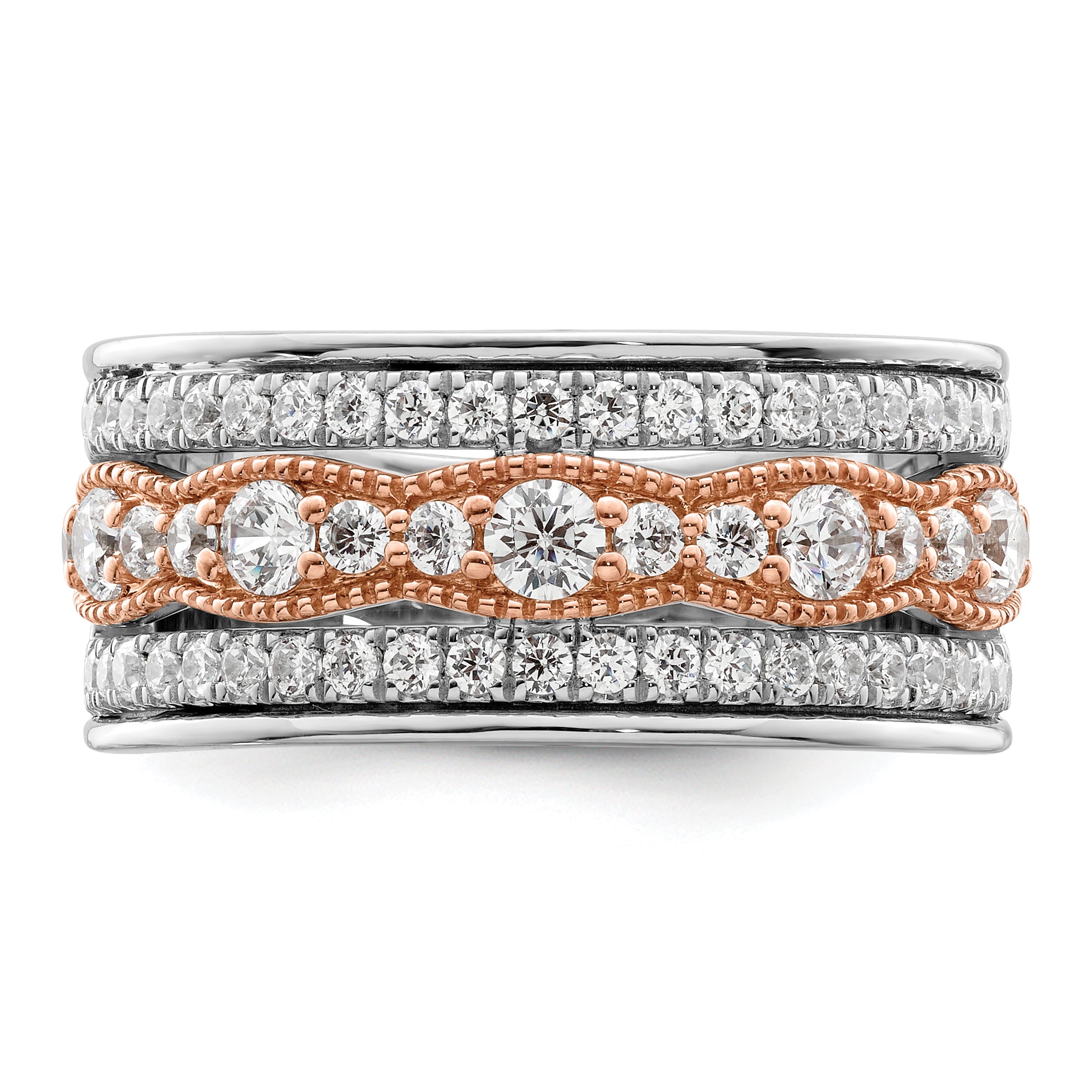 14K White/Rose Gold White And Rose 1 Carat Complete Diamond Wedding Band