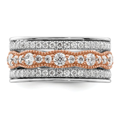 14K White/Rose Gold White And Rose 1 Carat Complete Diamond Wedding Band