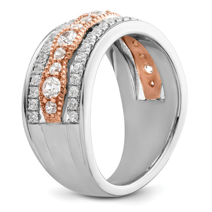 14K White/Rose Gold White And Rose 1 Carat Complete Diamond Wedding Band