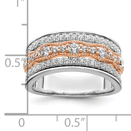 14K White/Rose Gold White And Rose 1 Carat Complete Diamond Wedding Band