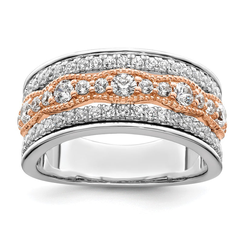 14K White/Rose Gold White And Rose 1 Carat Complete Diamond Wedding Band