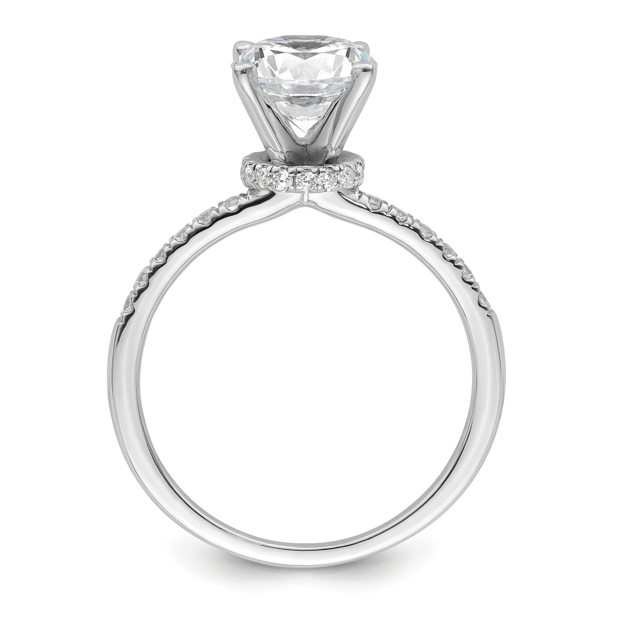 14K White Gold (Holds 1.5 Carat (7.5mm) Round Center) 1/4 Diamond Semi Mount Engagement Ring