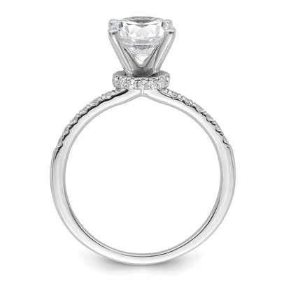 14K White Gold (Holds 1.5 Carat (7.5mm) Round Center) 1/4 Diamond Semi Mount Engagement Ring
