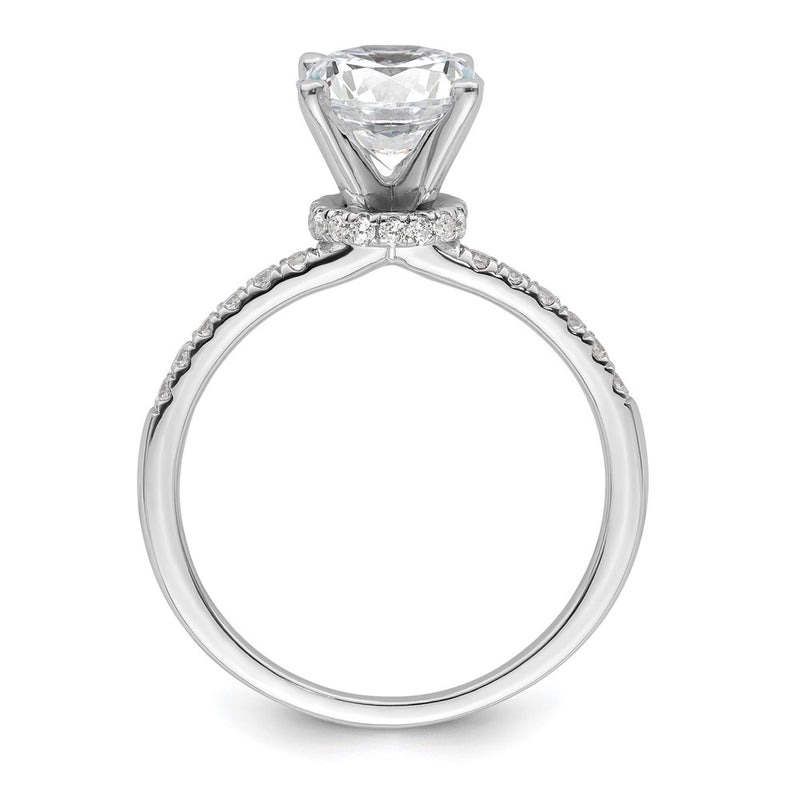 14K White Gold (Holds 1.5 Carat (7.5mm) Round Center) 1/4 Diamond Semi Mount Engagement Ring