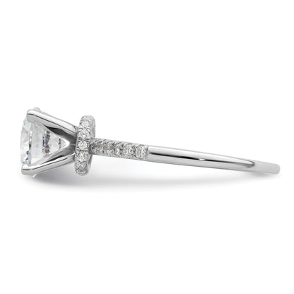 14K White Gold (Holds 1.5 Carat (7.5mm) Round Center) 1/4 Diamond Semi Mount Engagement Ring