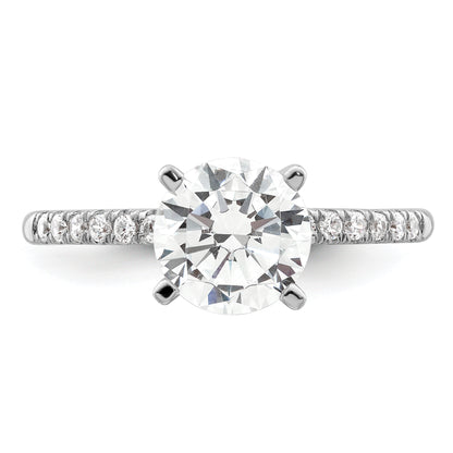 14K White Gold (Holds 1.5 Carat (7.5mm) Round Center) 1/4 Diamond Semi Mount Engagement Ring