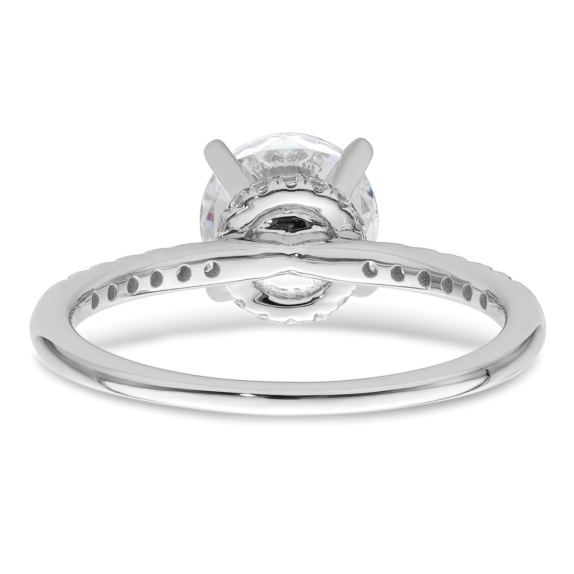 14K White Gold (Holds 1.5 Carat (7.5mm) Round Center) 1/4 Diamond Semi Mount Engagement Ring