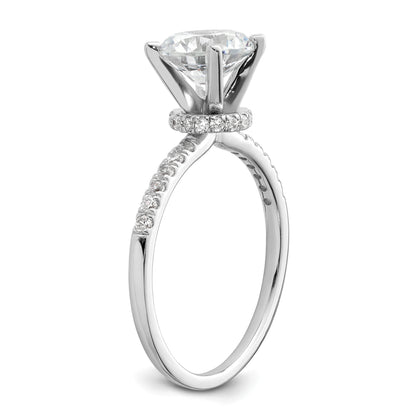 14K White Gold (Holds 1.5 Carat (7.5mm) Round Center) 1/4 Diamond Semi Mount Engagement Ring