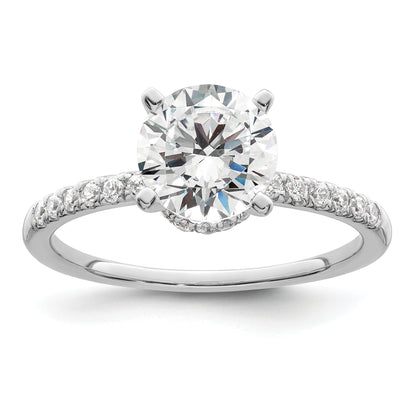14K White Gold (Holds 1.5 Carat (7.5mm) Round Center) 1/4 Diamond Semi Mount Engagement Ring
