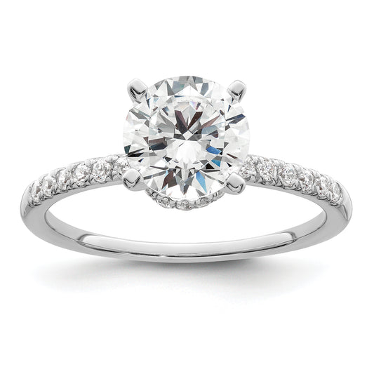 14K White Gold (Holds 1.5 Carat (7.5mm) Round Center) 1/4 Diamond Semi Mount Engagement Ring