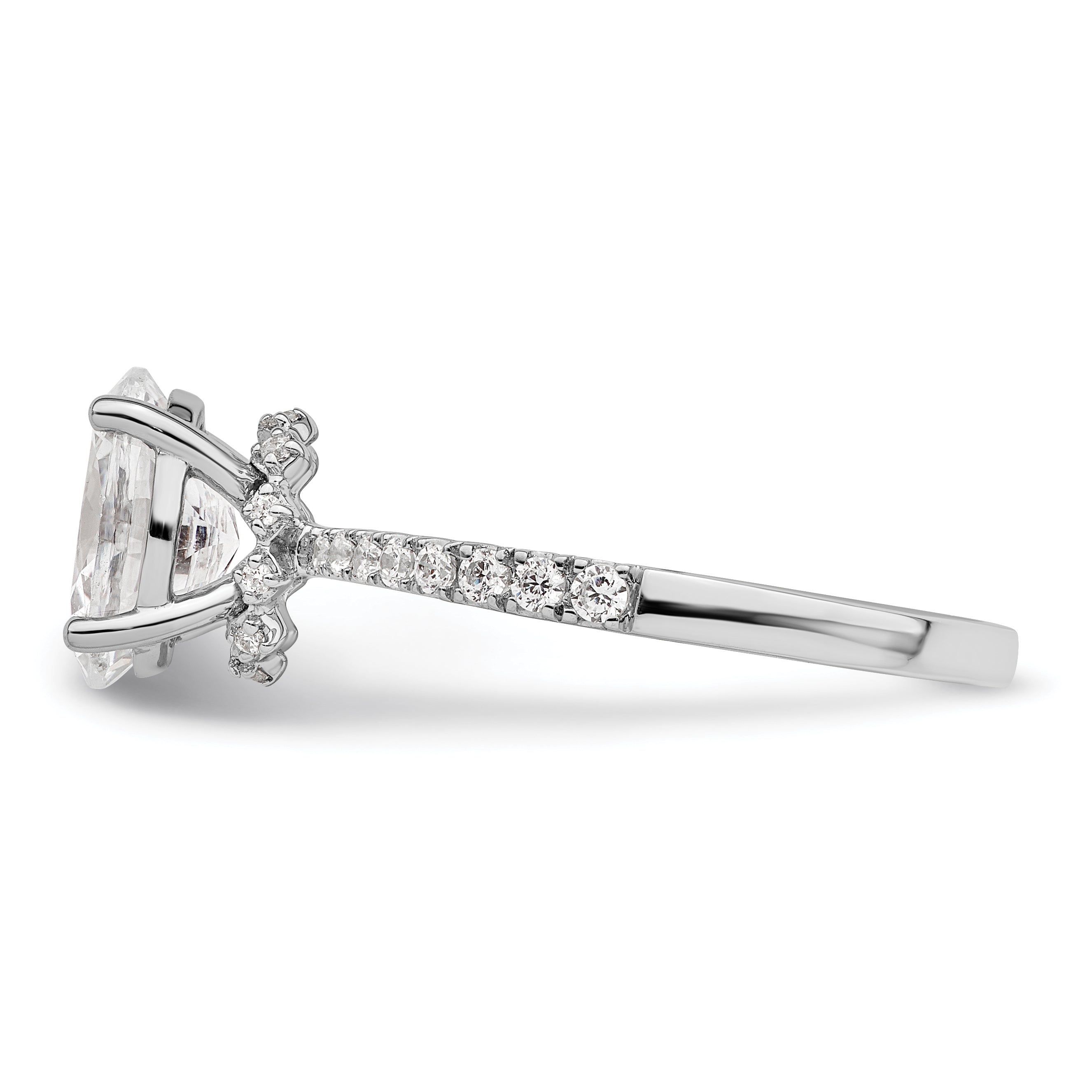 14K White Gold (Holds 1.5 Carat (8.8X6.5mm) Oval Center) 1/4 Diamond Semi Mount Engagement Ring