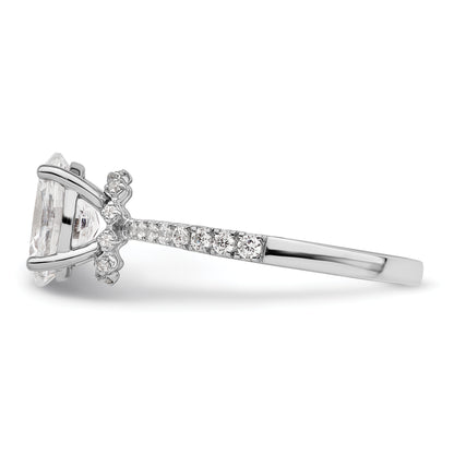 14K White Gold (Holds 1.5 Carat (8.8X6.5mm) Oval Center) 1/4 Diamond Semi Mount Engagement Ring