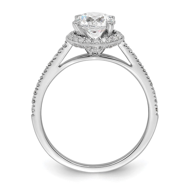14K White Gold Vintage Halo (Holds 1 Carat (6.5mm) Round Center) 1/3 Diamond Semi Mount Engagement Ring